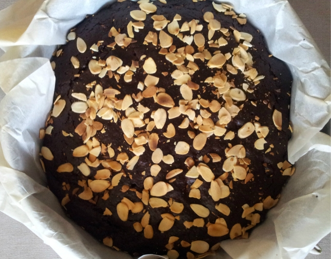 chocolate almond pear cake